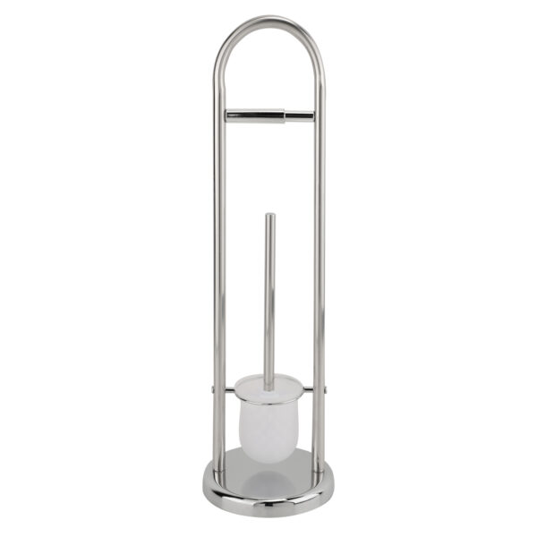 Toiletrol en wc-borstel houder - 66 cm - RVS - badkamer - toilet - zilver kleurig