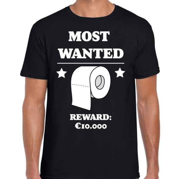 Most wanted toiletpaper reward 10000 euro t-shirt zwart voor heren