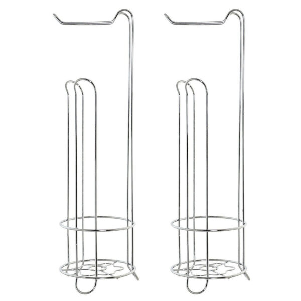 2x stuks wc/toiletrol houders staand zilver 60 cm
