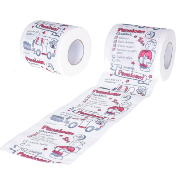 Cadeau toiletpapier/wc- 2x - rol met pensioen - Vut/gepensioneerd