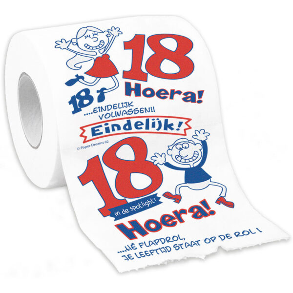 Toiletpapier 18 jaar - verjaardag cadeau - grappig - feestartikelen -