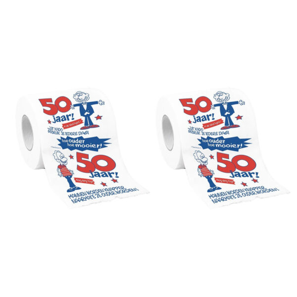 Rol Toiletpapier voor 50 jaar man - 3x - grappige tekst - funcadeau -