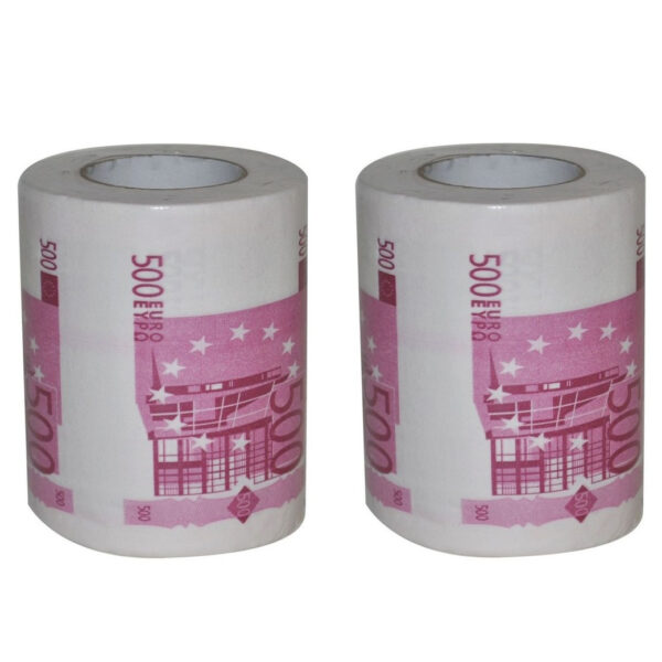 500 euro biljetten toiletpapier/wc papier - 2x - funny cadeau artikelen - schijt aan geld